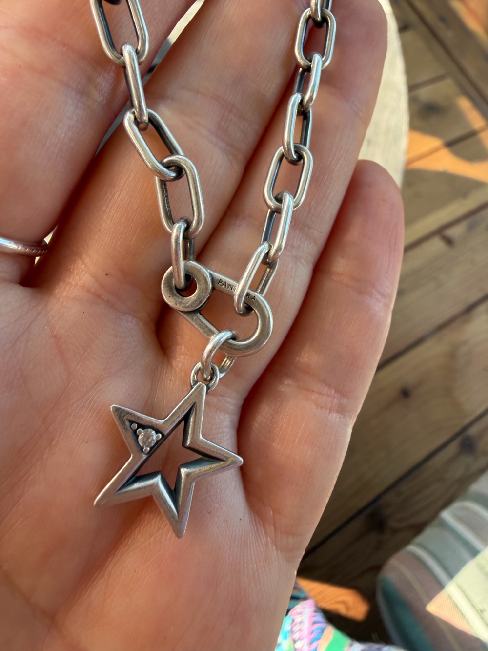 Pandora Sterling Silver Chain Bracelet with Star Charm S925 ALE - Picture 12 of 13